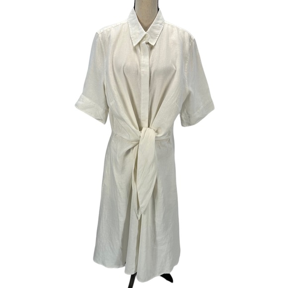 Lauren Ralph Lauren Dresses & Skirts - Lauren Ralph Lauren Short Sleeve Linen Tie Front Shirt Dress - White - size 18W